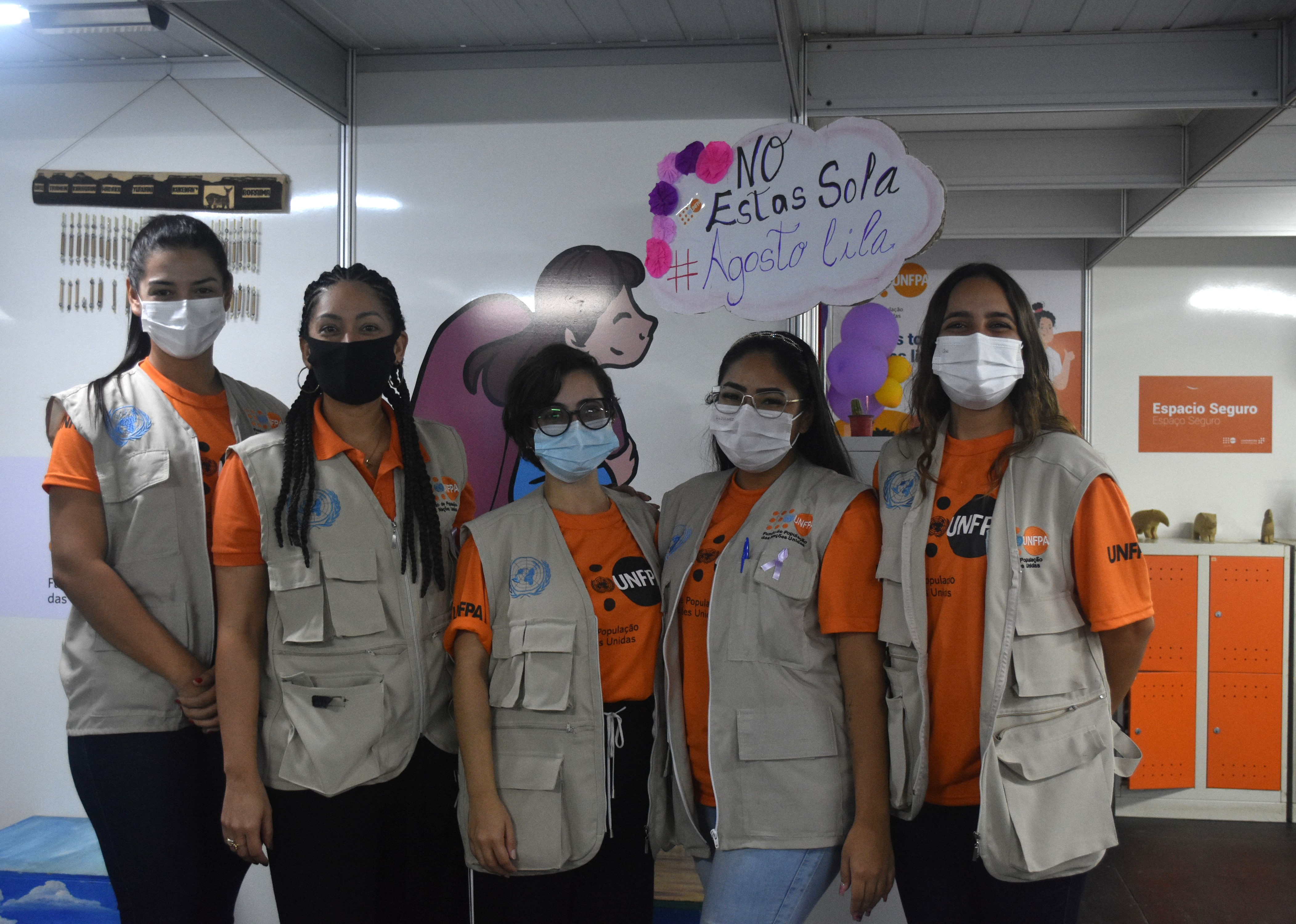 A equipe do UNFPA que atua no espaço seguro de Pacaraima.  Foto ©UNFPA/Isabela Martel