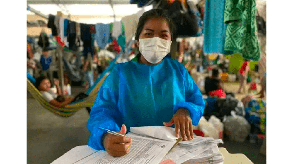 Fiorella Lisenni Ramos Blanco trabalhou como monitora de saúde em um abrigo em Boa Vista, Brasil, em 2020. © Fiorella Lisenni Ra