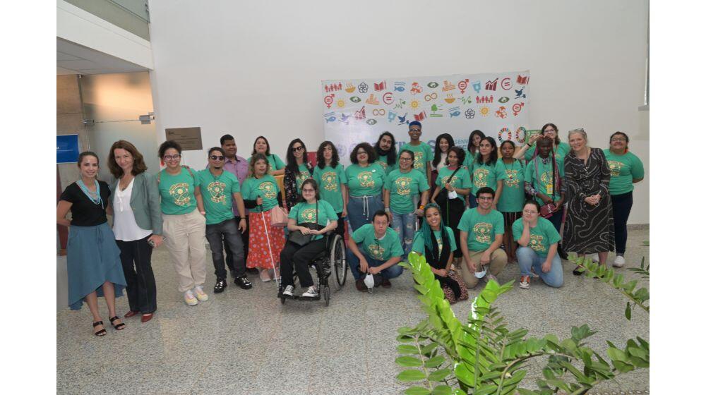 Jovens participantes do INCLUSIVE NÓS! em visita à Casa da ONU. Foto: ©Cadu Gomes/CR PRESS/UNFPA