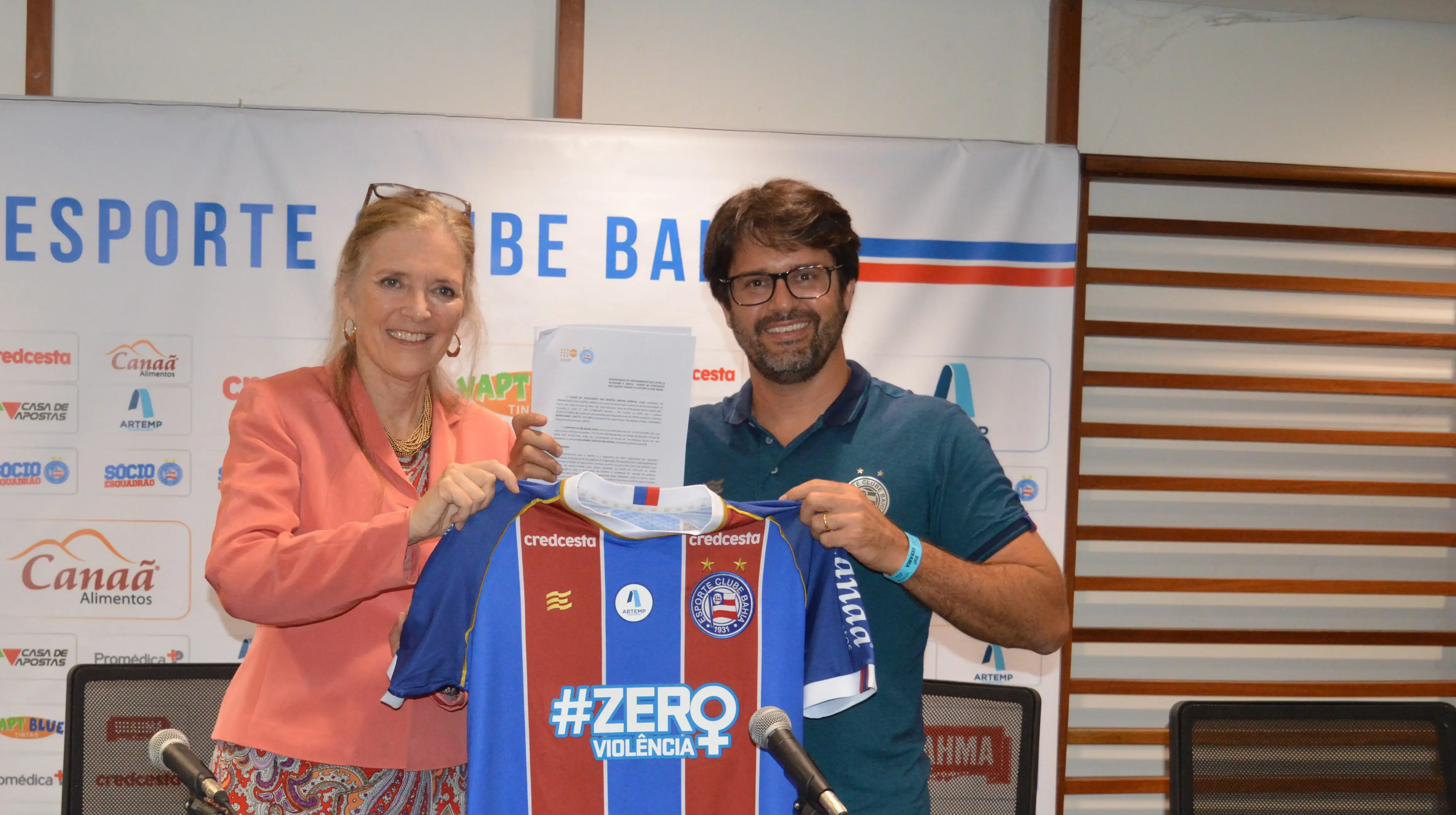 To celebrate the 8th of March, UNFPA and Bahia Sport Club make official the partnership and campaign #ZeroViolence against Women