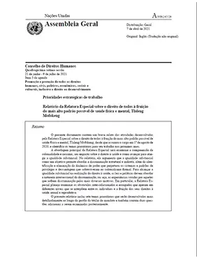 Relatório da Relatora Especial sobre o direito de todos à fruição do mais alto padrão possível de saúde física e mental