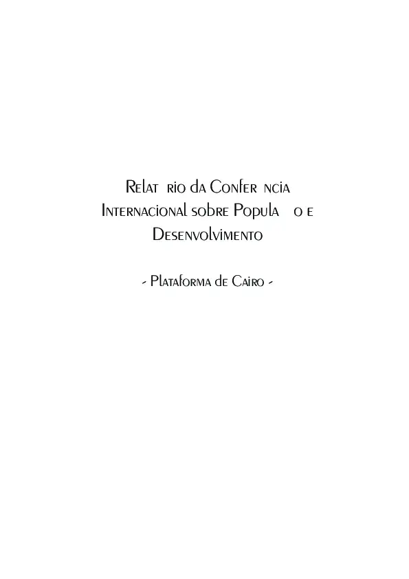 Relatório da Conferência Internacional sobre População e Desenvolvimento (Conferência do Cairo)