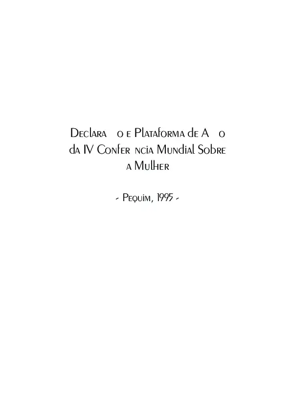 Declaração e Plataforma de Ação da IV Conferência Mundial sobre a Mulher