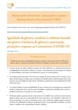 Igualdade de gênero, combate à violência baseada em gênero (violência de gênero) e prevenção, proteção e resposta ao Coronavírus (COVID-19)